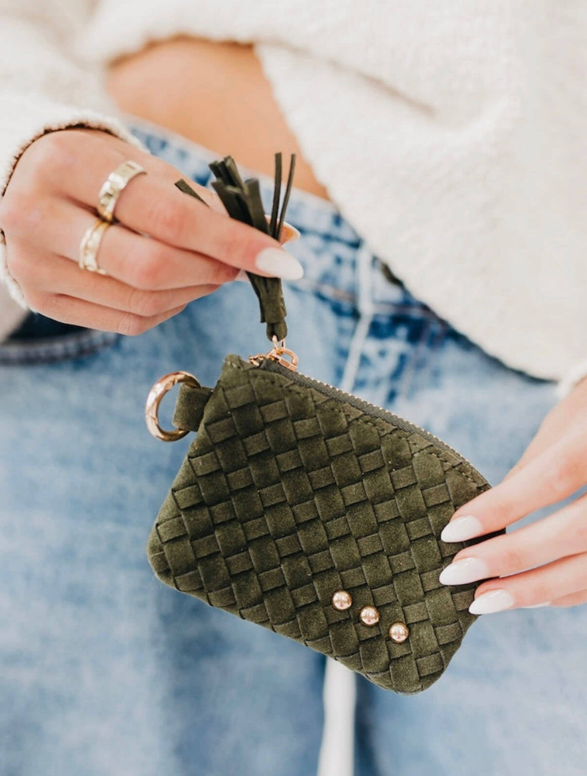 Suede Paris Studded Wallet