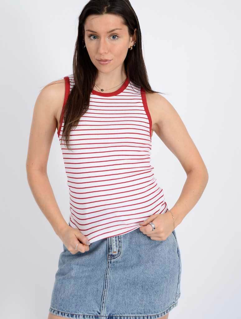 Maria Striped Crew Neck Muscle Tank