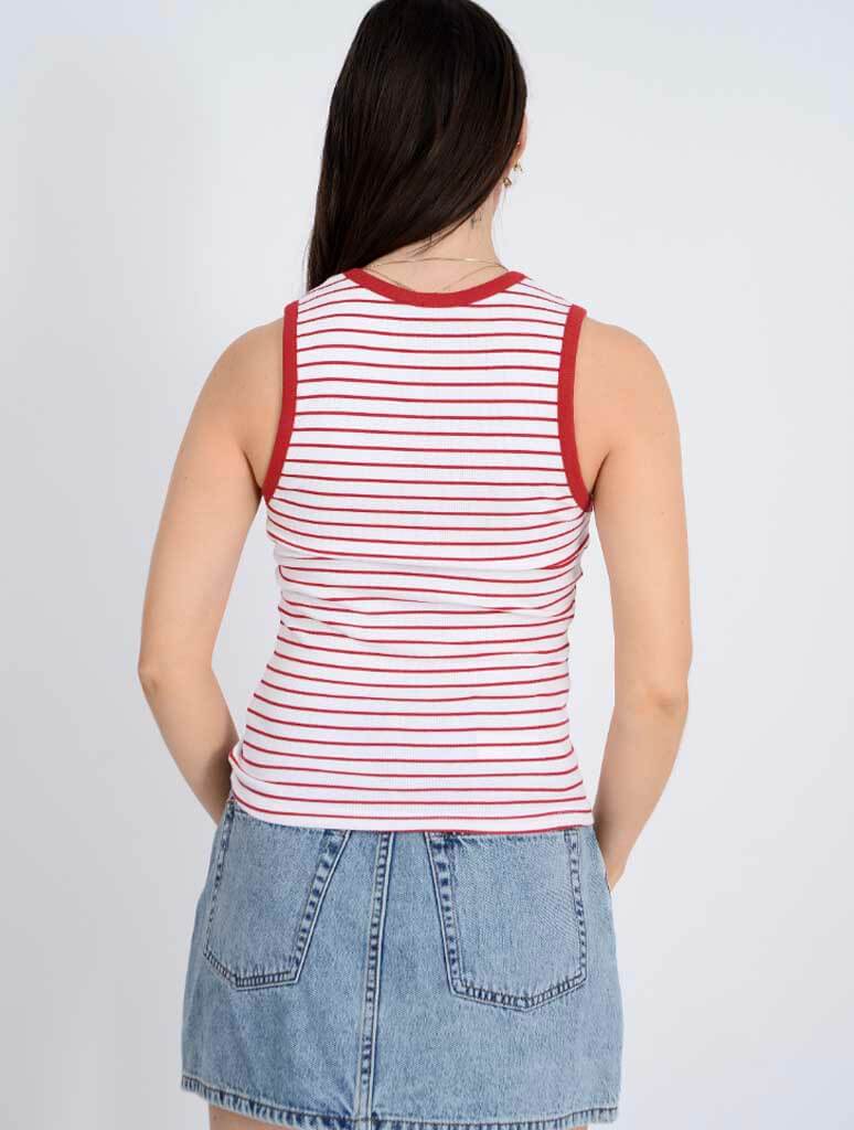 Maria Striped Crew Neck Muscle Tank