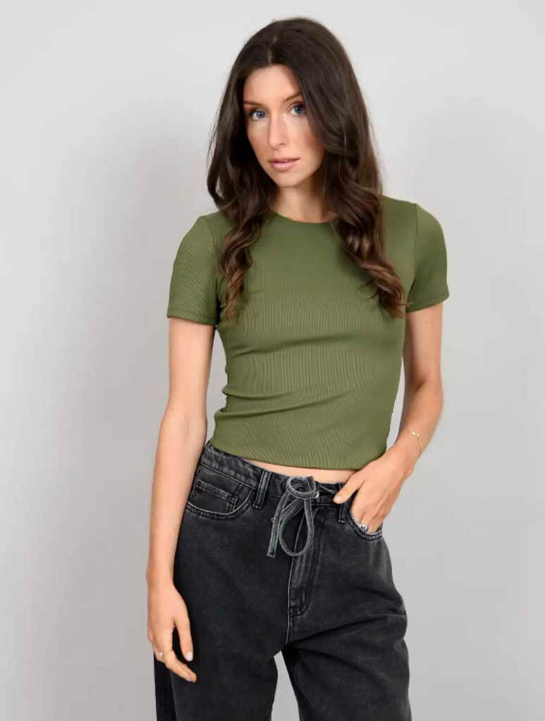 Roxi Ribbed Crewneck T-Shirt