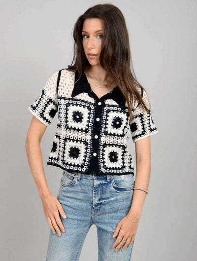 Lasa Short Sleeve Crochet Cardigan