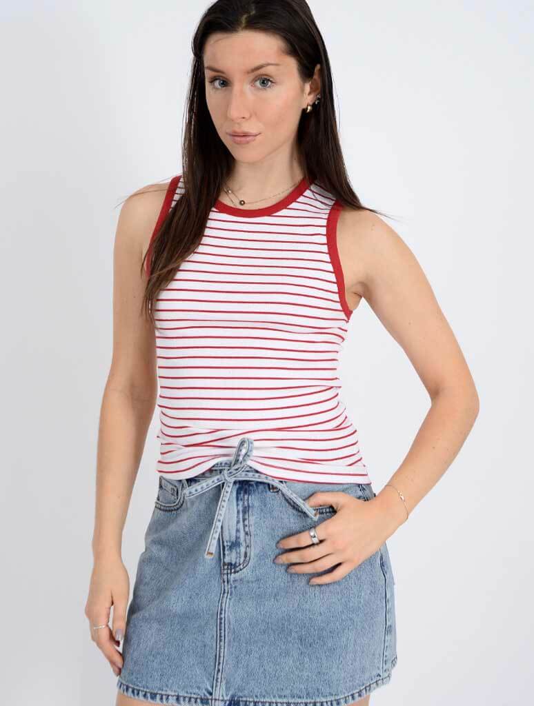 Maria Striped Crew Neck Muscle Tank