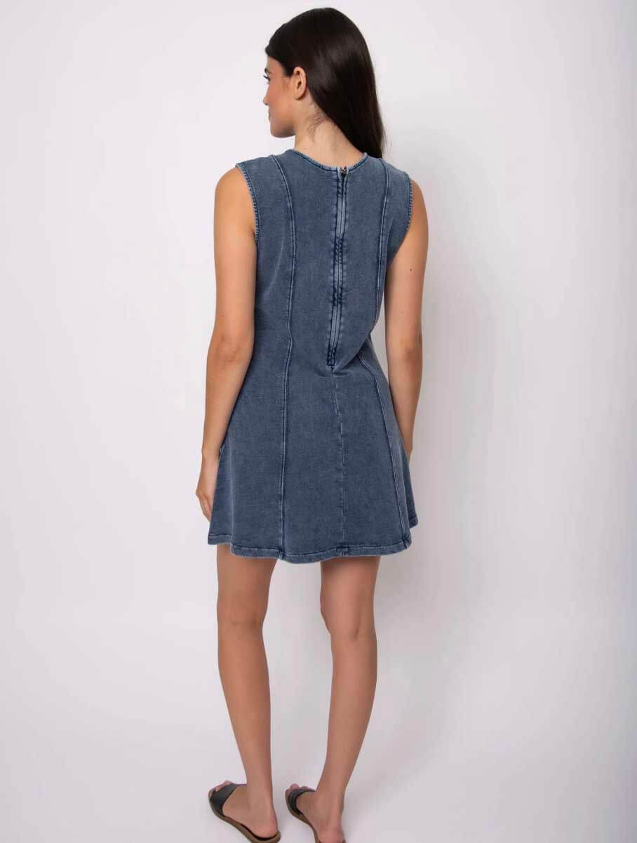 Radia Denim Look French Terry Sleeveless Dress