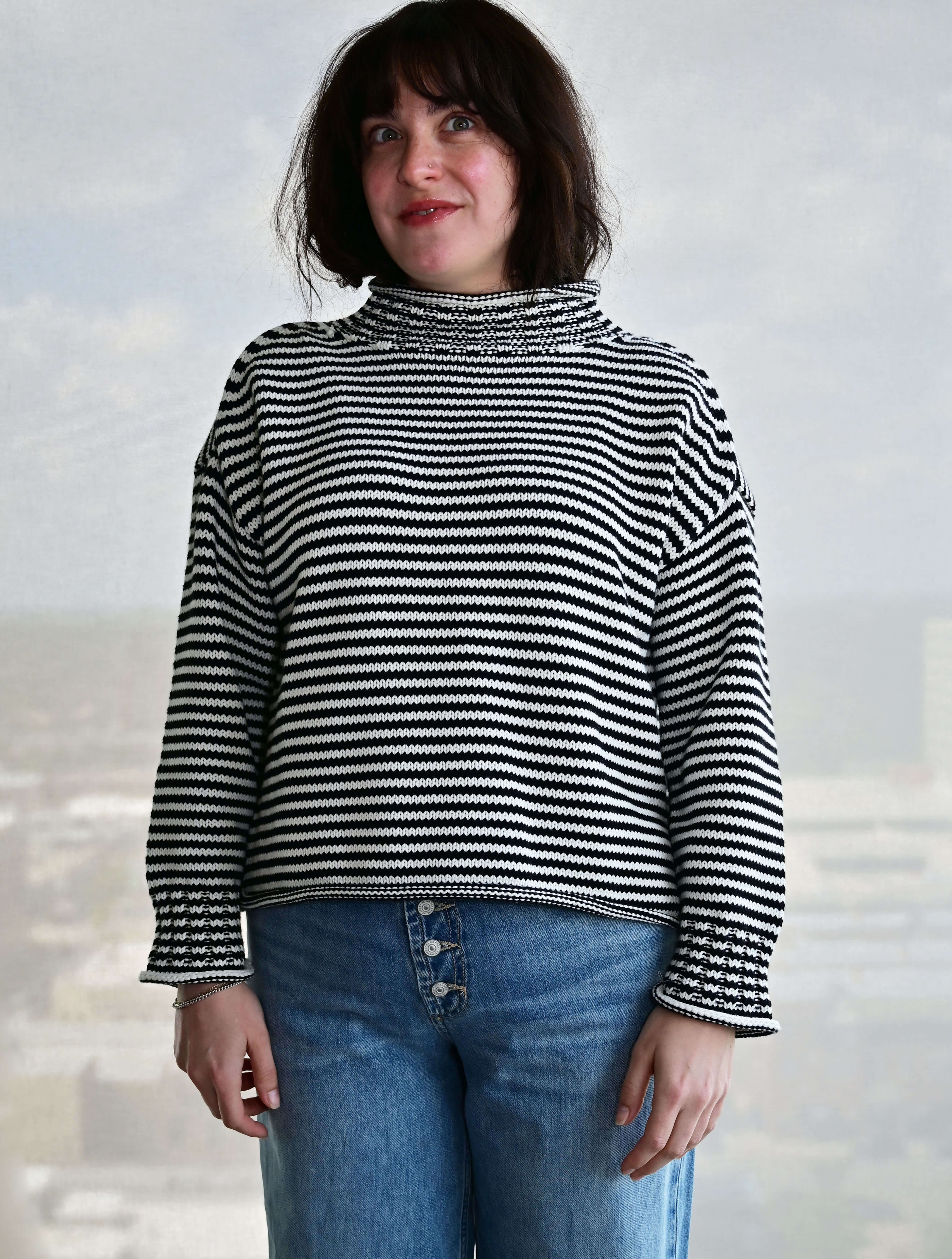 Lucretia Funnel Neck Stripe Sweater