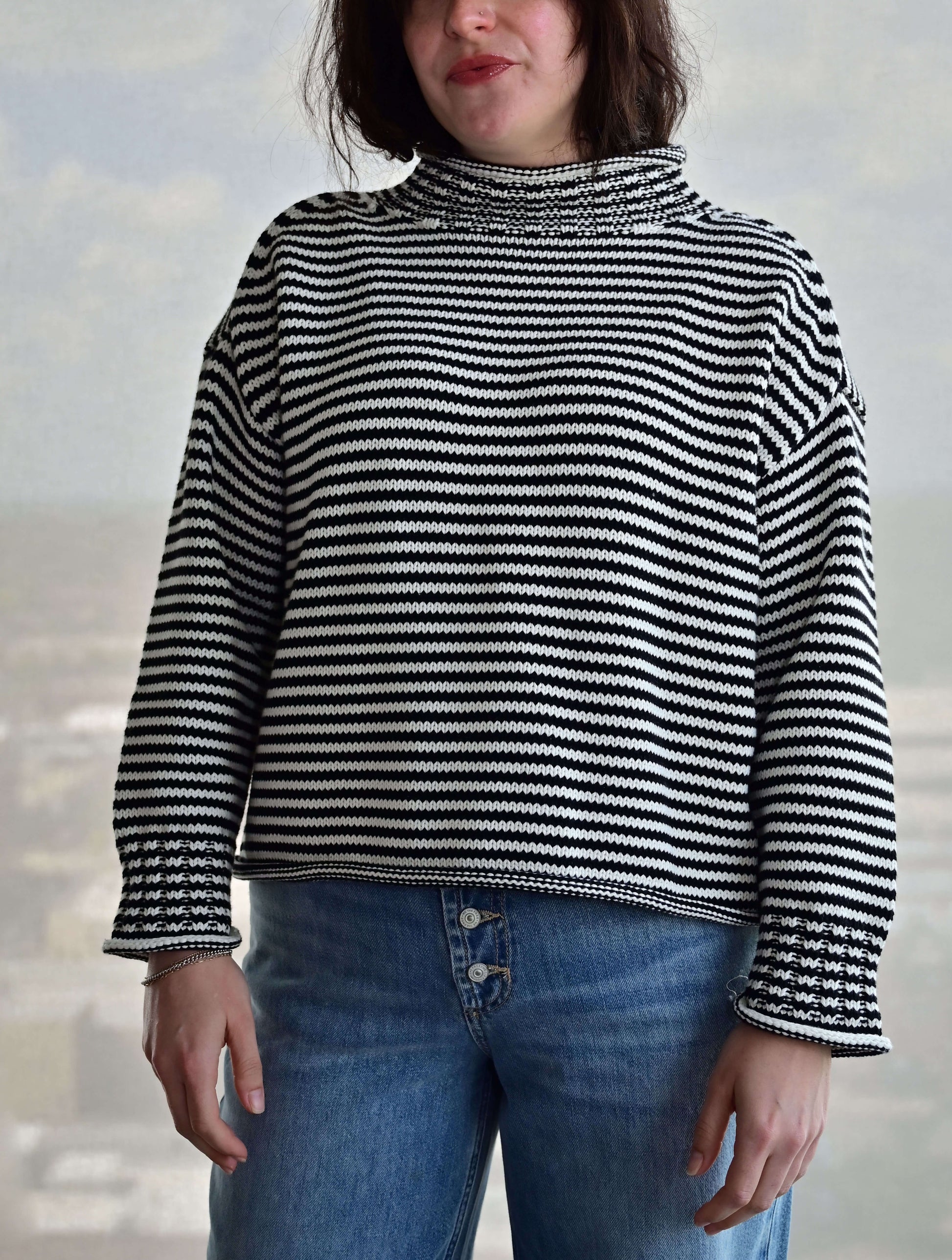 Lucretia Funnel Neck Stripe Sweater