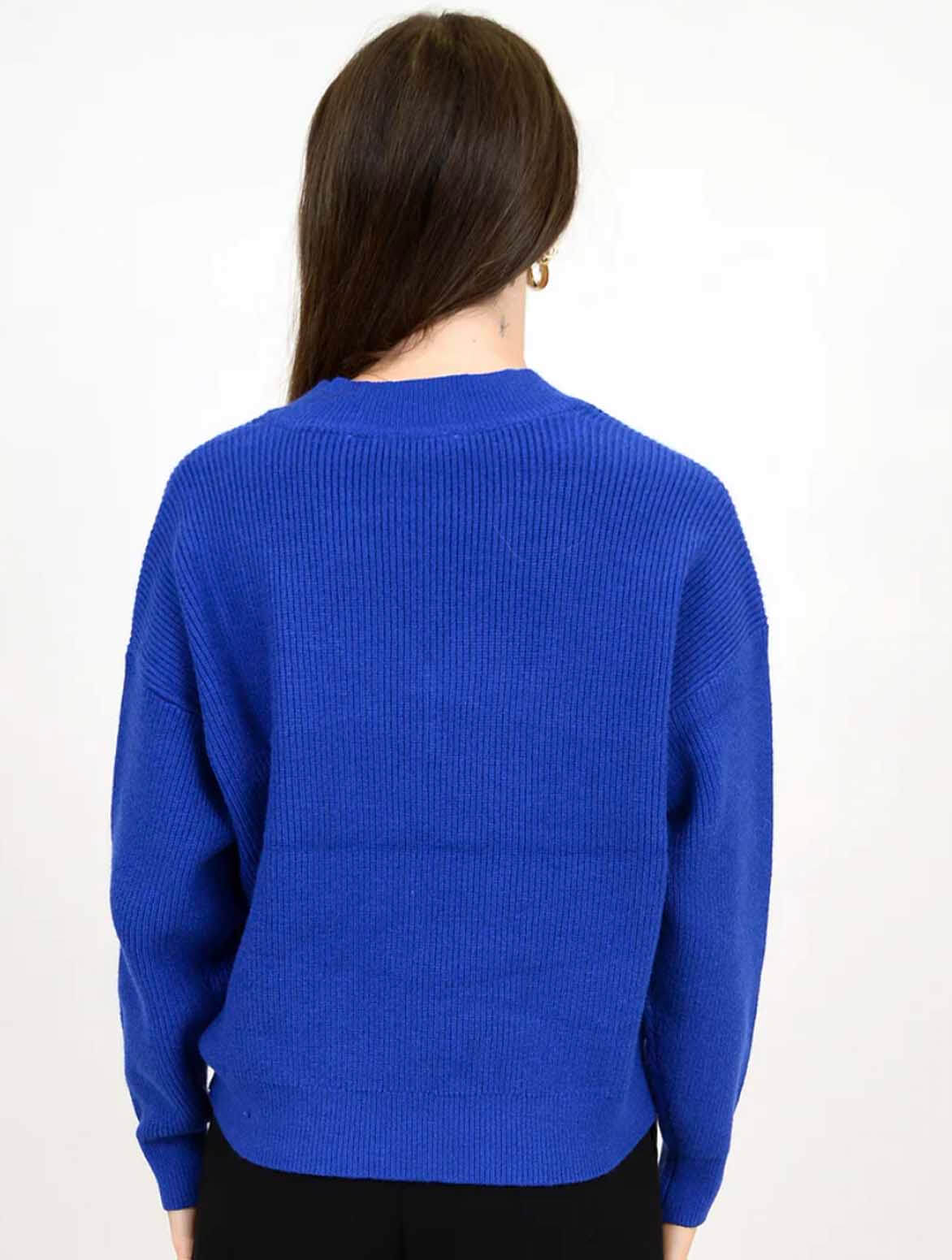 Manuela V-Neck Sweater in Cosmic Blue