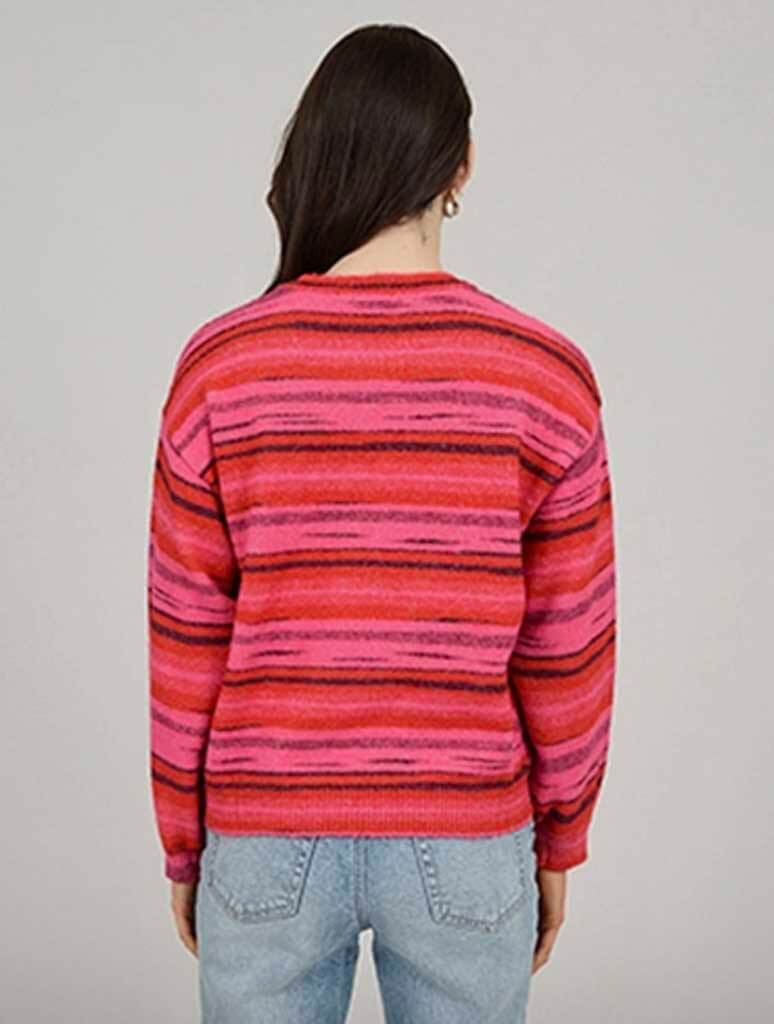 Alaina Pullover in Pink Burgundy Space Dye