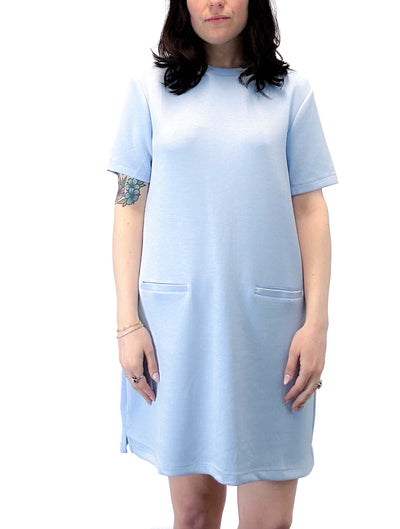 Dominque Soft Knit Short Sleeve Dress in Bluebell
