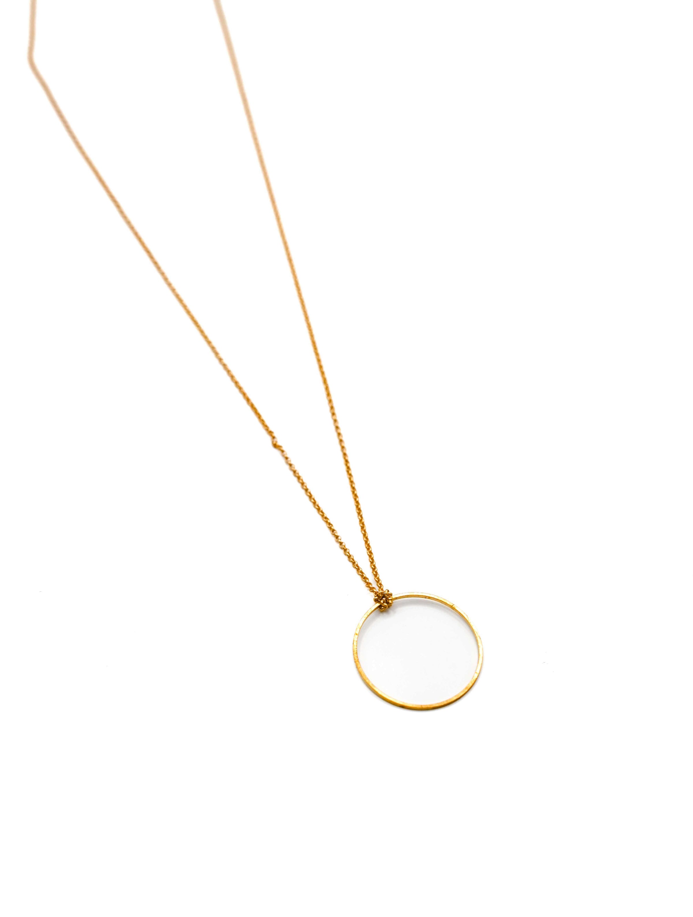 Seeds Long Circle Necklace in Brass