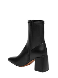 Silent D Carina Heeled Ankle Boot in Black Stretch Nappa