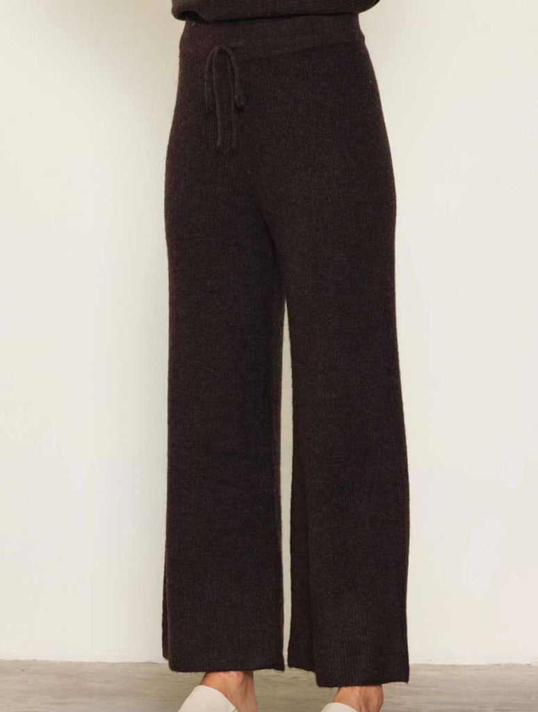 Ribbed Knit Wide Leg Pants in Espresso