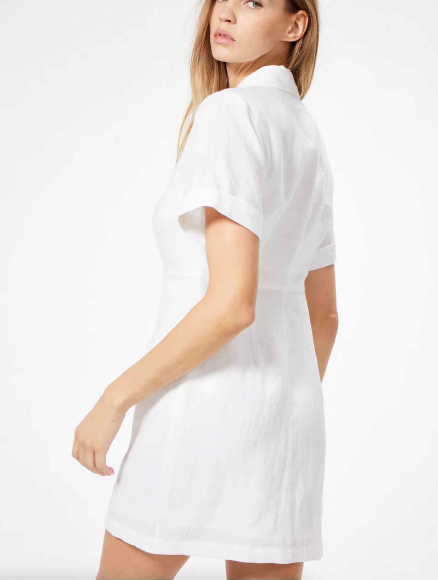 Mini Button Down Dress in White