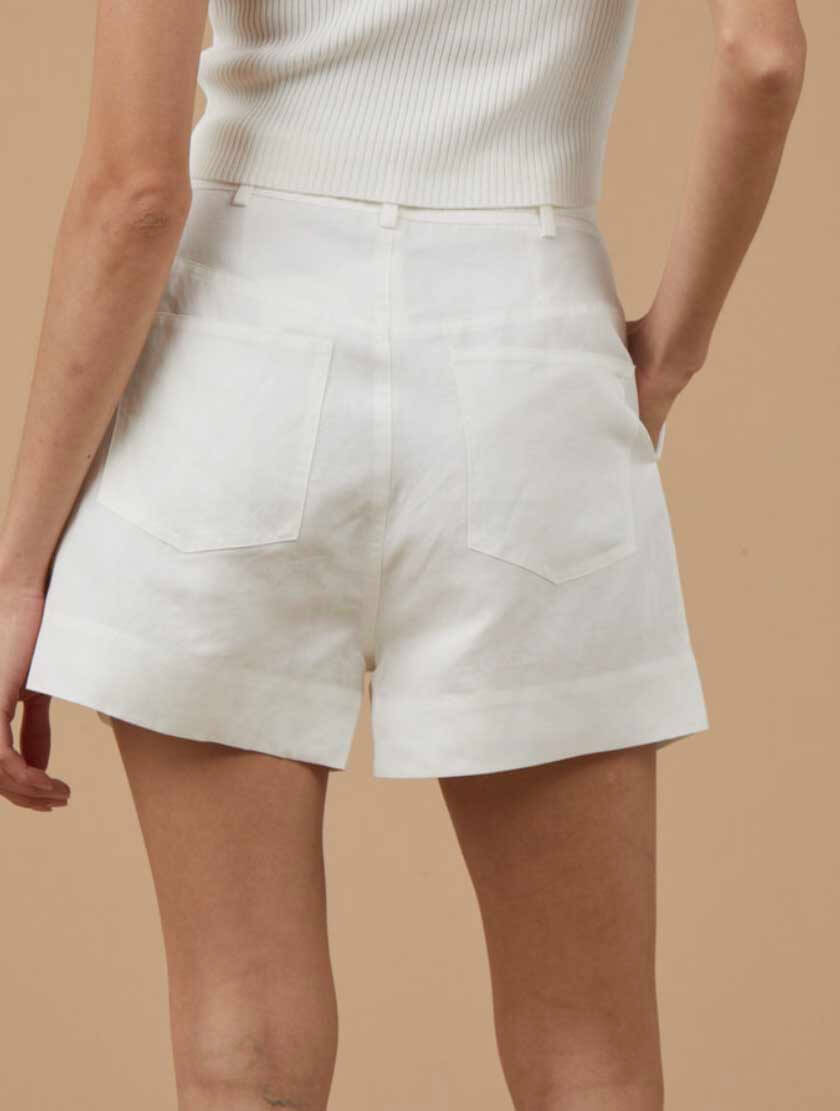 Robyn Belted Shorts in White