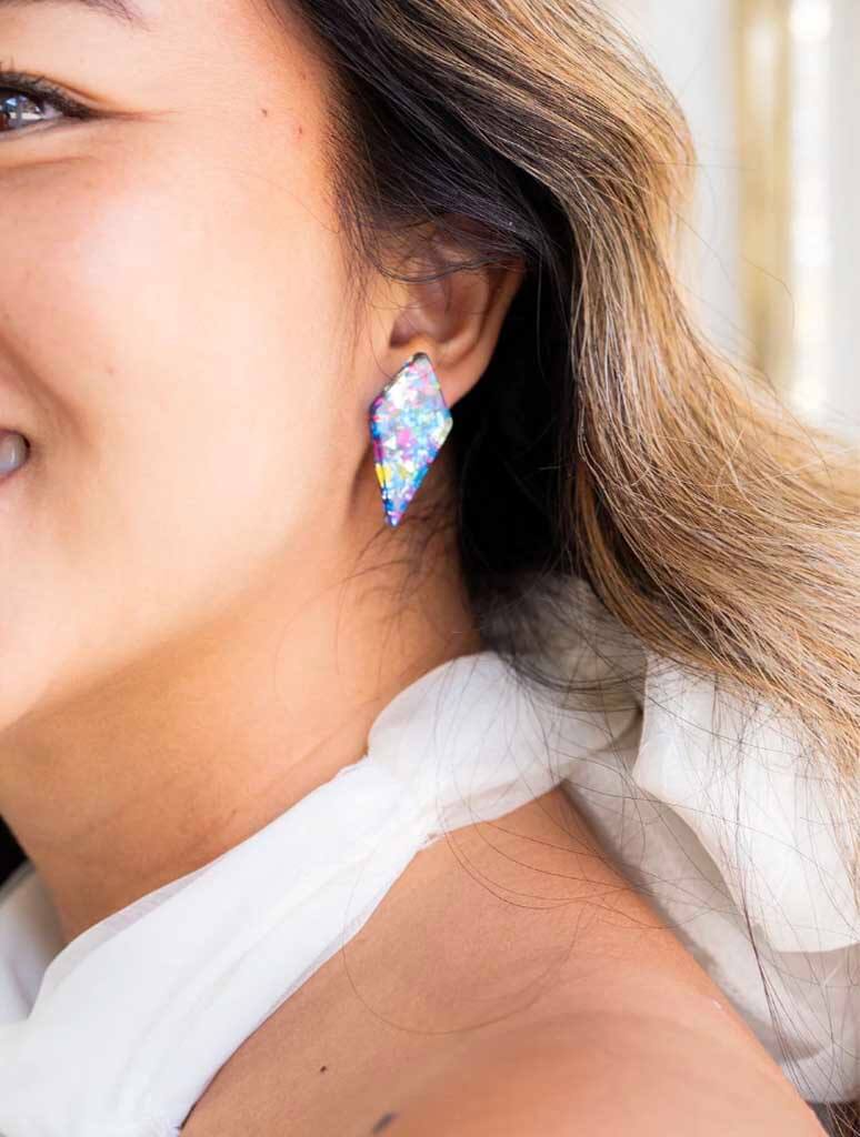 Crystal Stud Earrings in Blue Sparkle