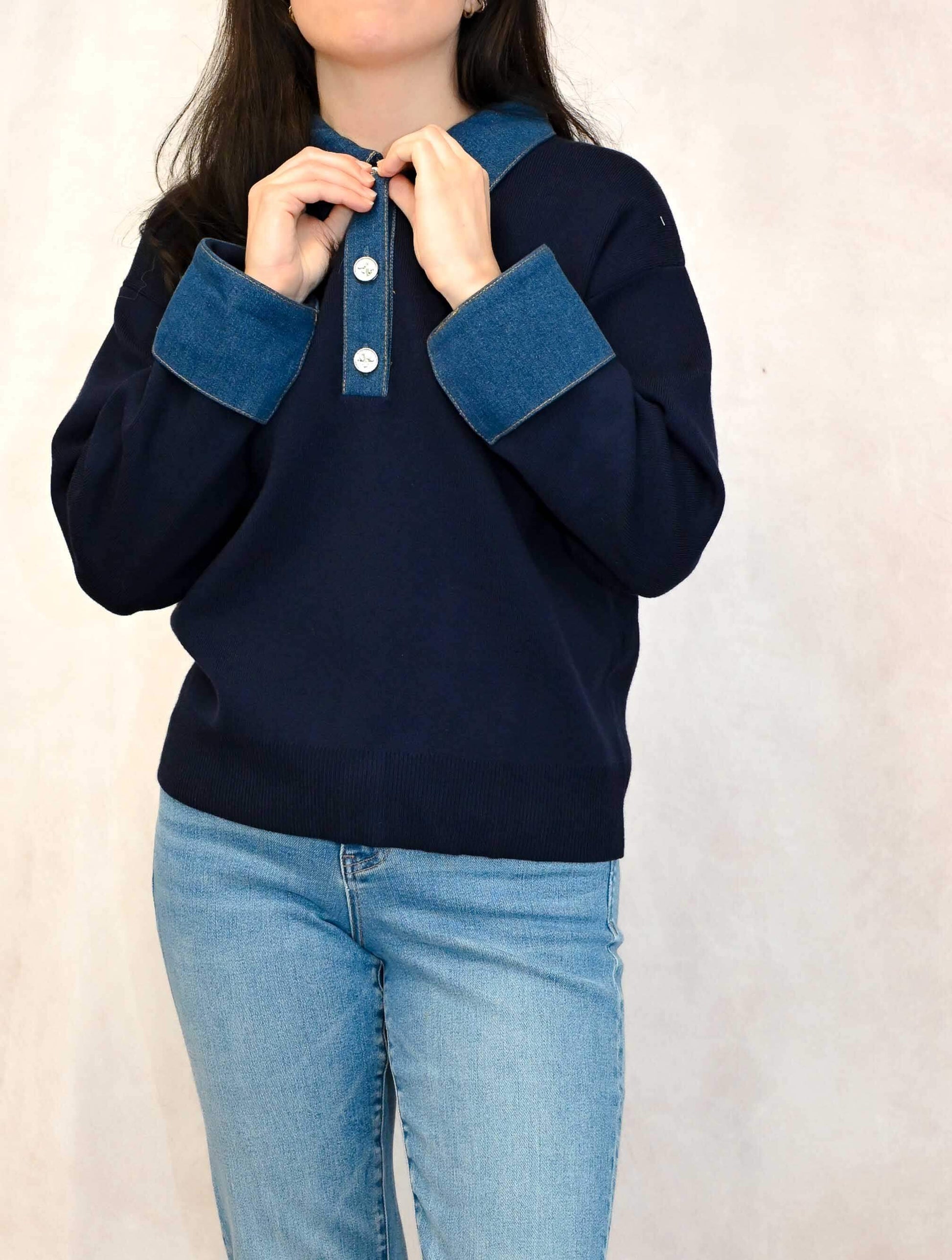 Denim Detail Sweatshirt