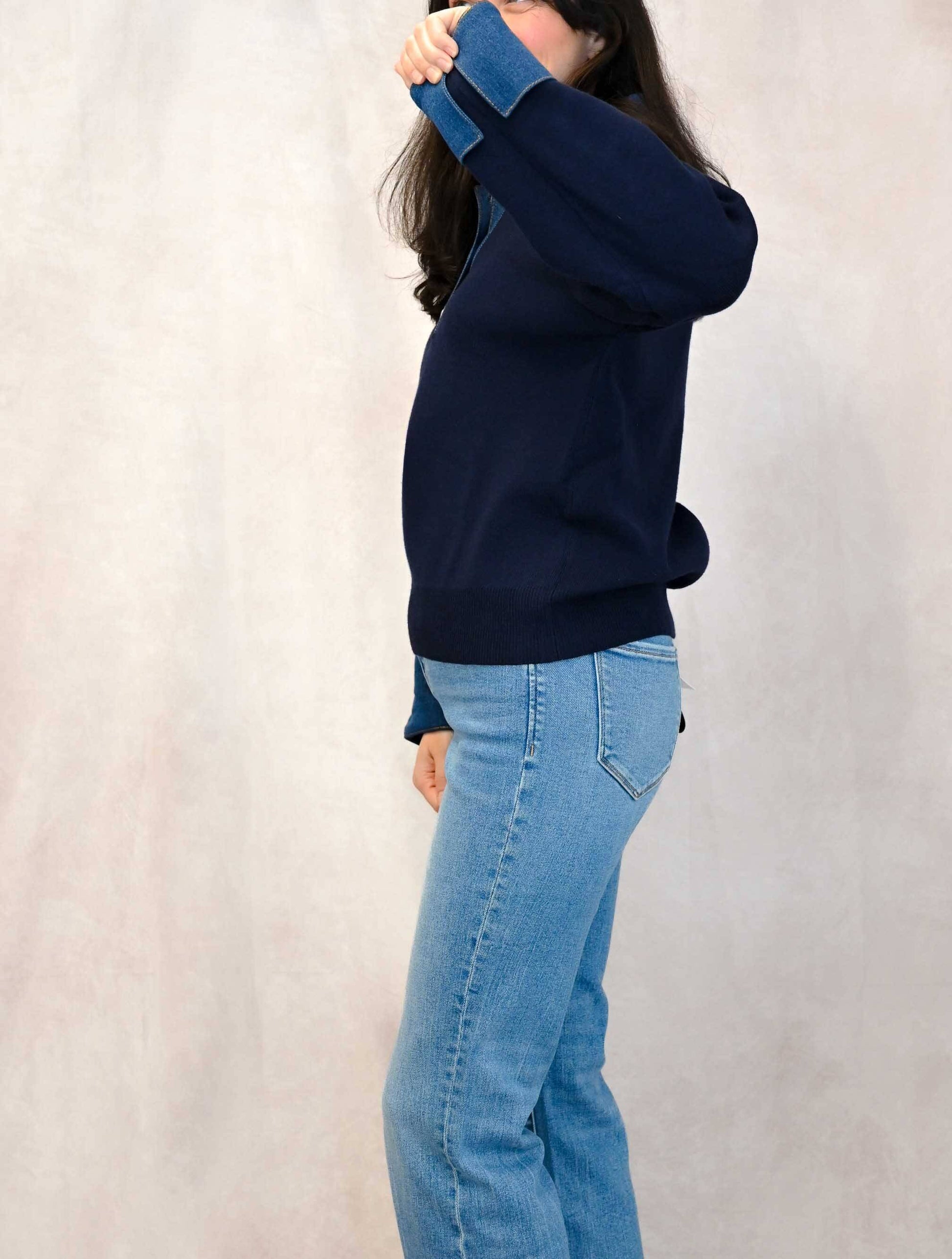 Denim Detail Sweatshirt