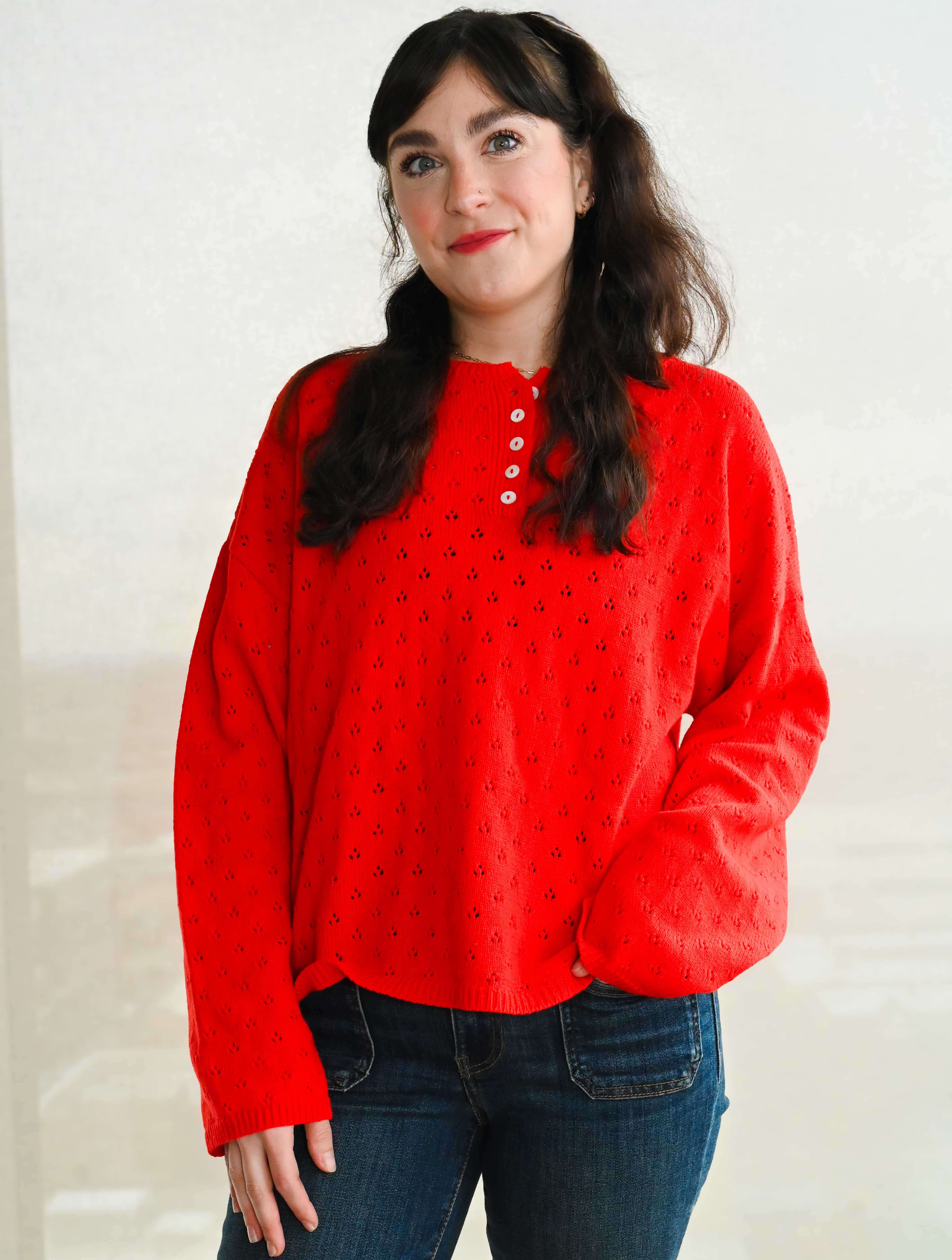 Eyelet Pull Over Sweater