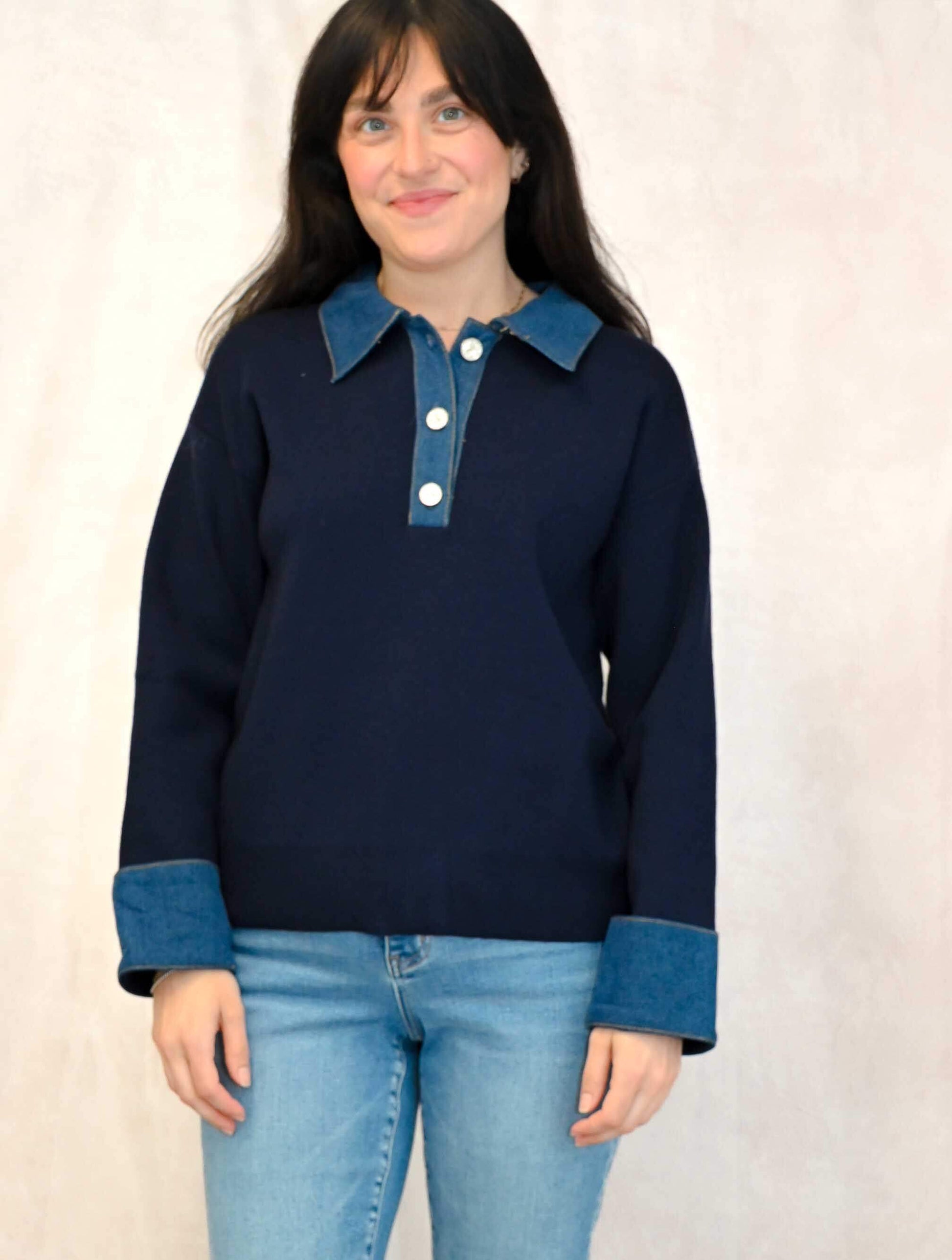 Denim Detail Sweatshirt