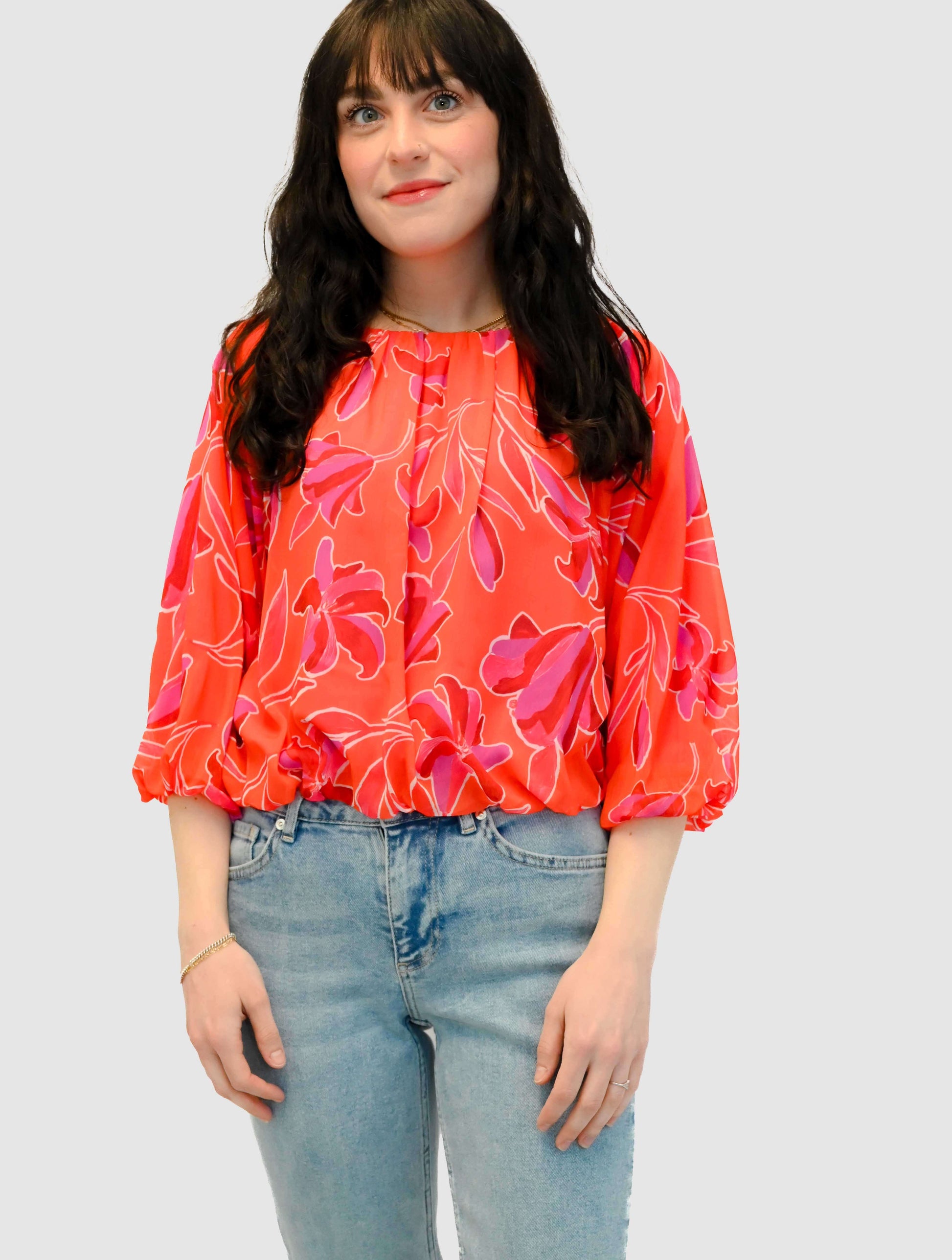 Puff Sleeve Flowy Blouse