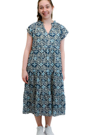Print Tiered Mini Dress in Neutral