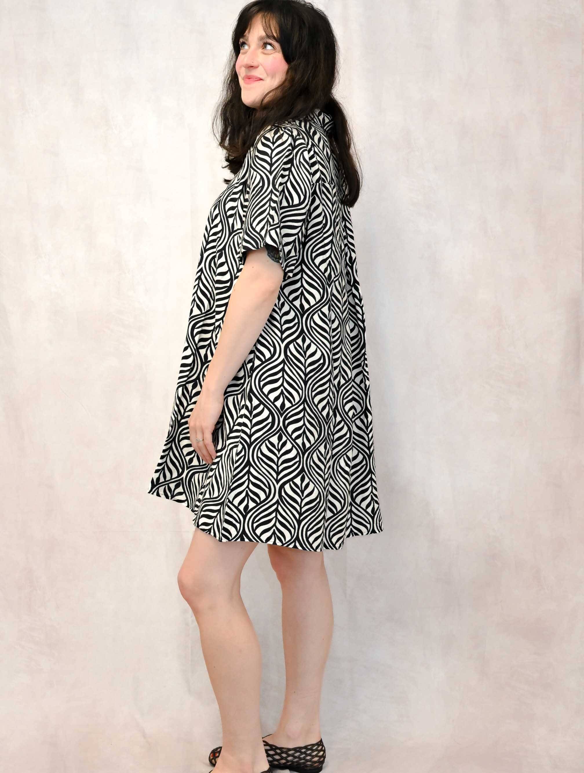 Short Sleeve Collared Button Up Dress