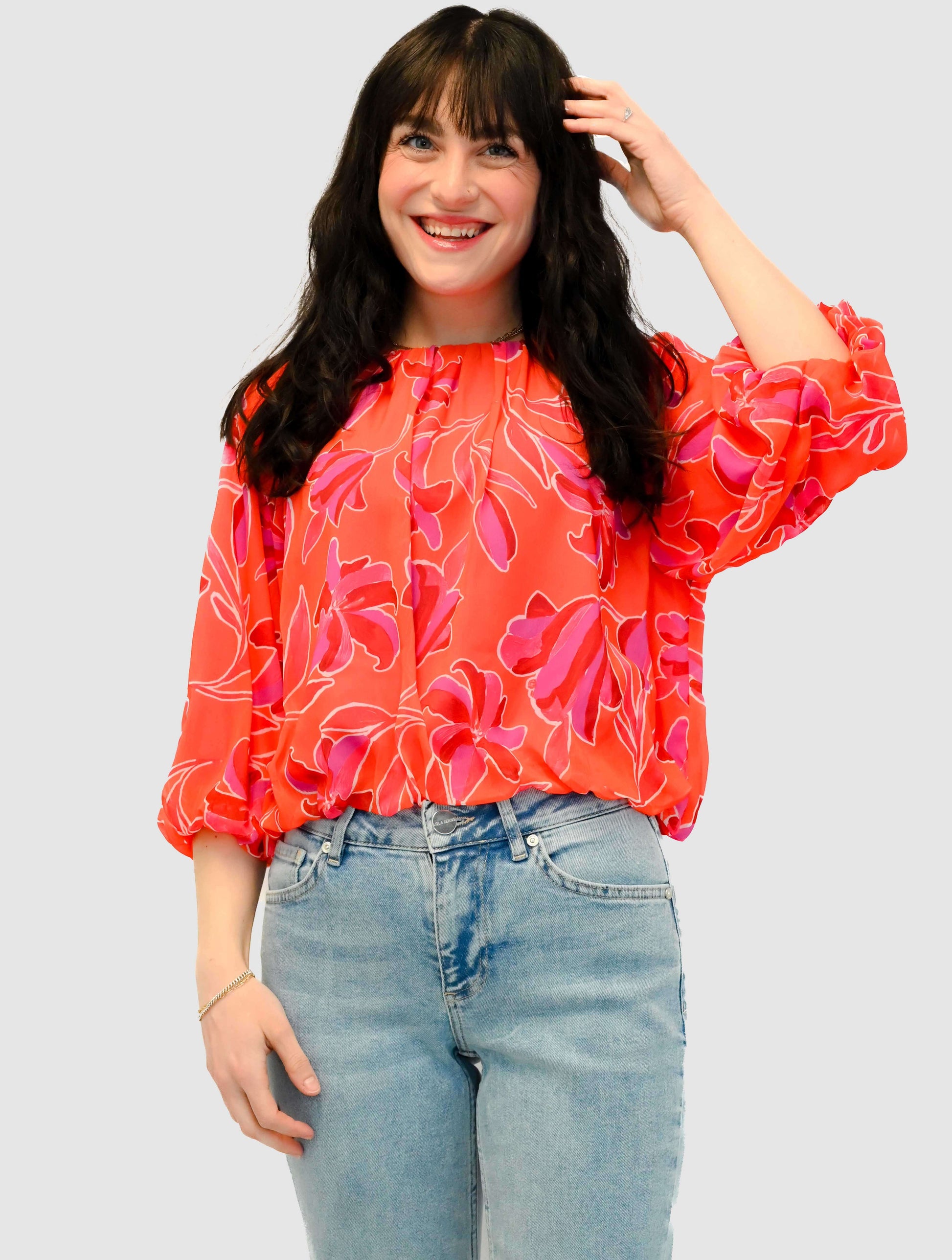 Puff Sleeve Flowy Blouse