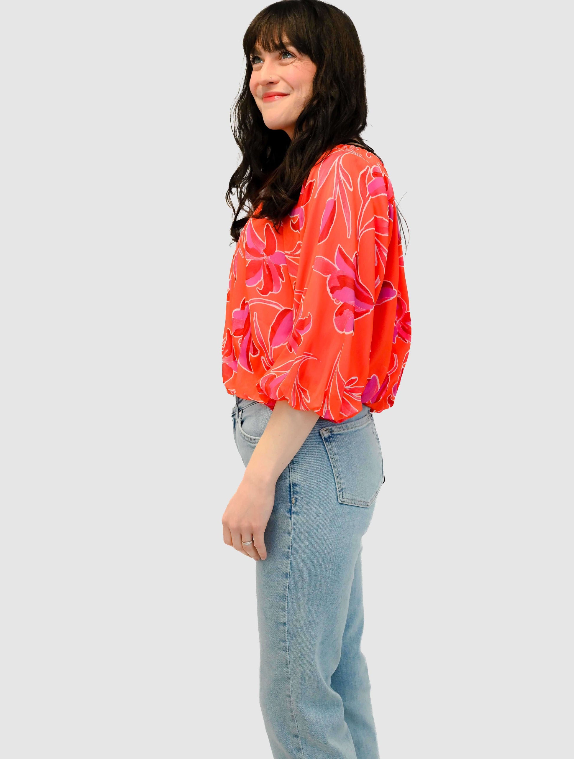 Puff Sleeve Flowy Blouse