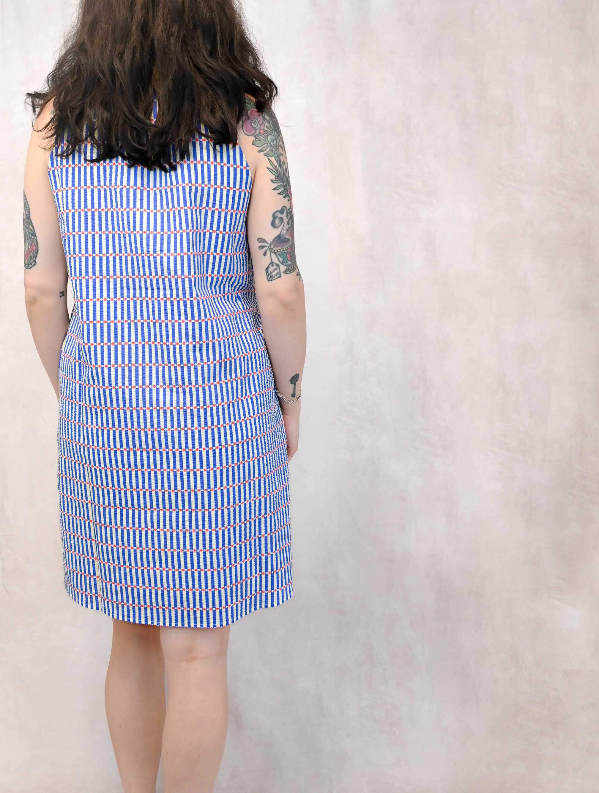 Sleeveless V-Neck Striped Dress