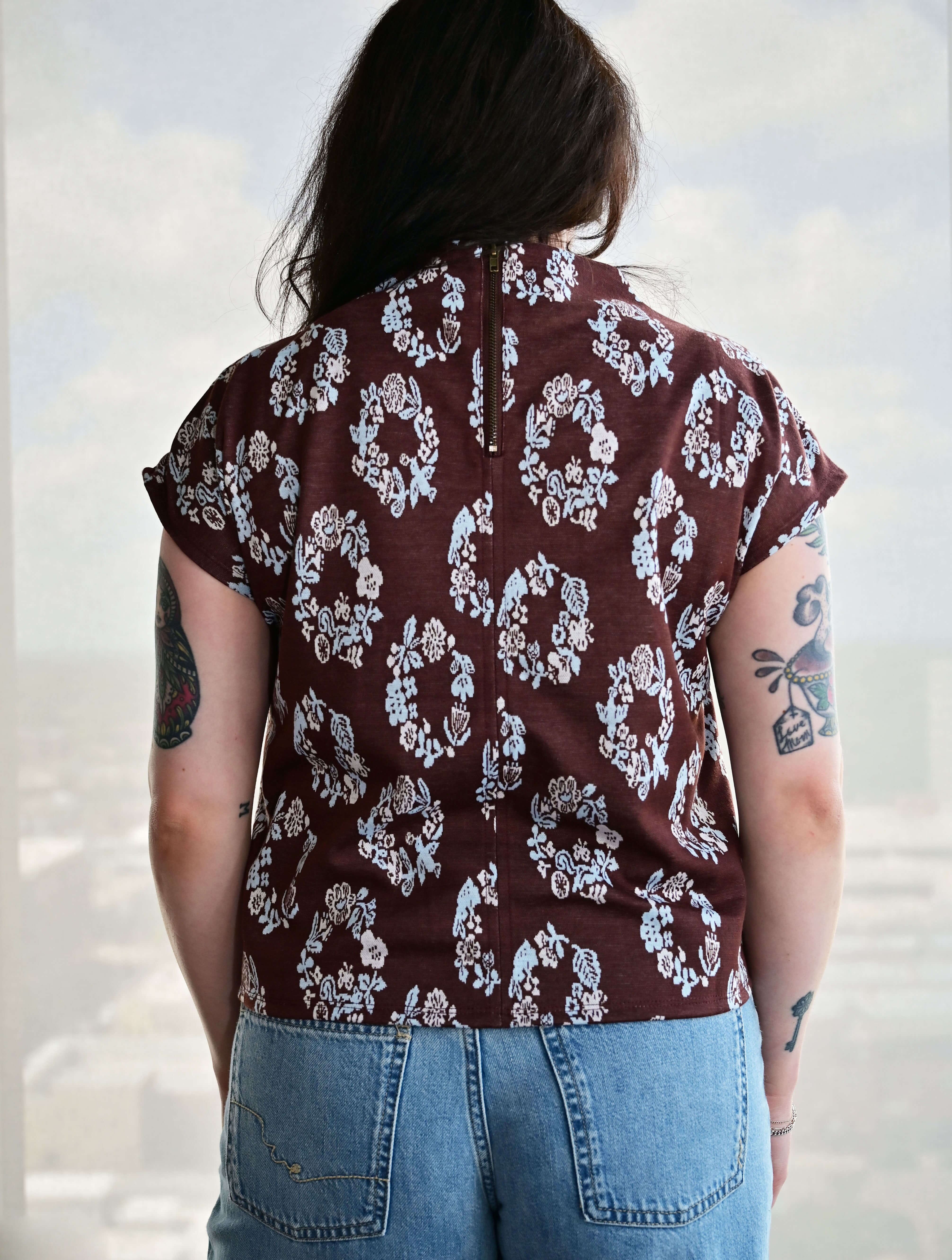 Floral Pattern Short Sleeve Top