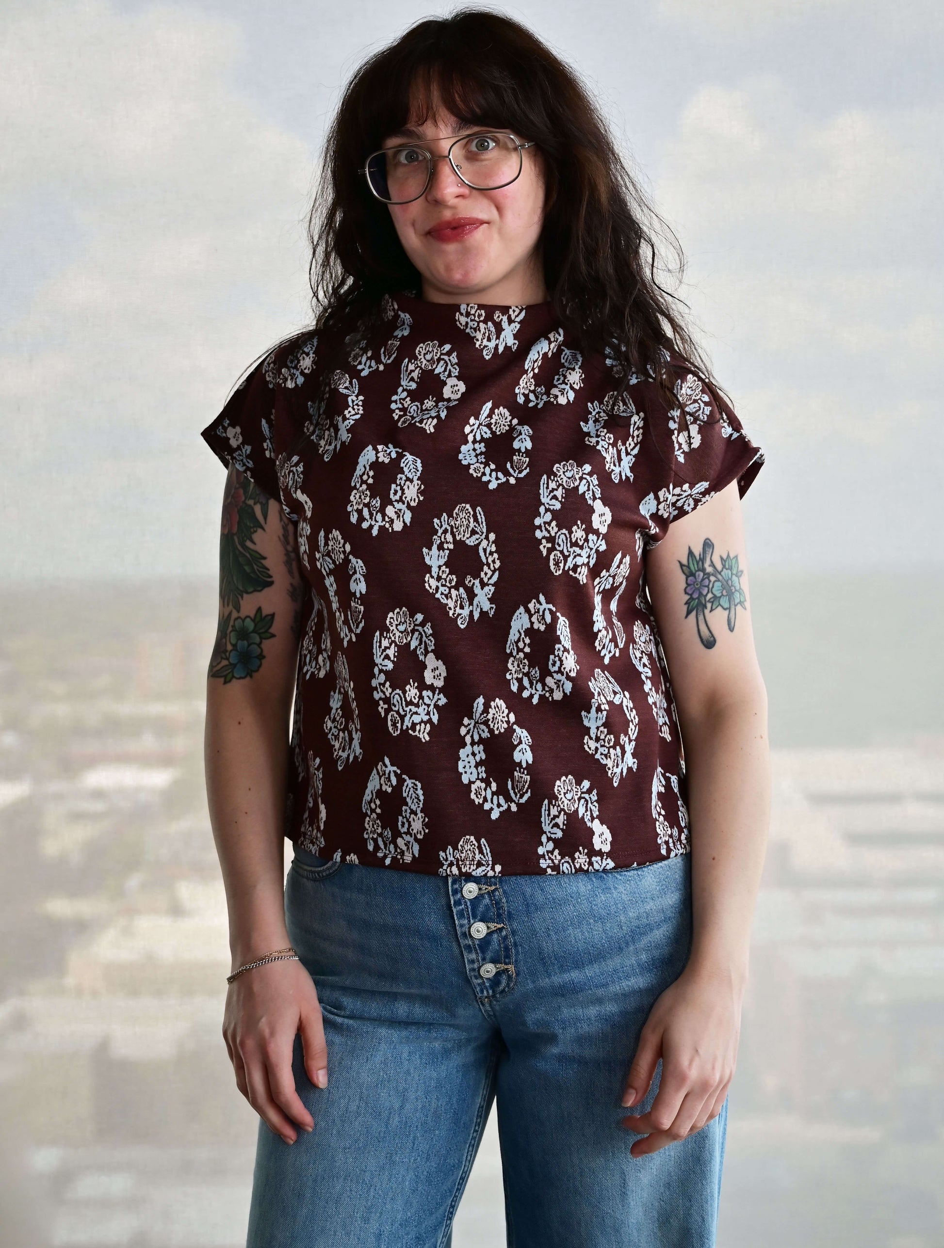 Floral Pattern Short Sleeve Top