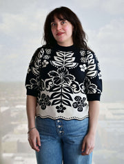 Short Sleeve Knit Pattern Top