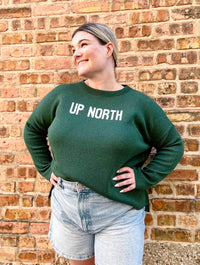 "Up North" Sweater in Green/White