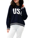 "USA" Sweater in Navy/White