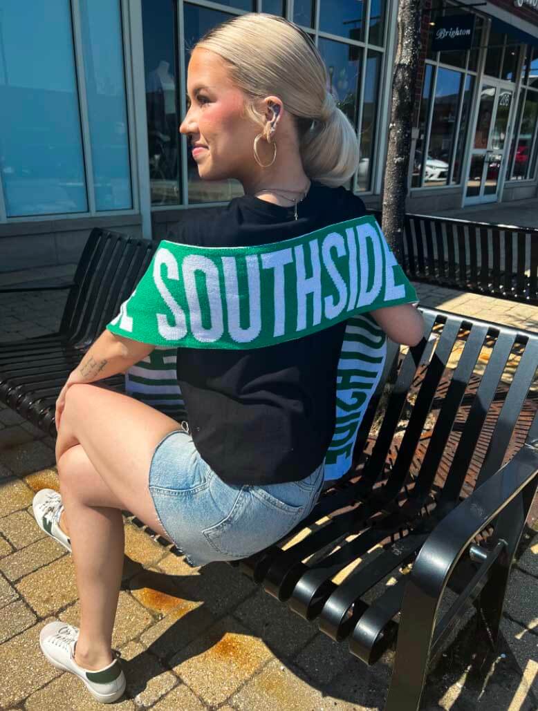 Southside Scarf in Kelly Green/White