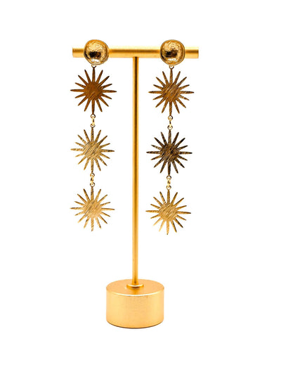 Triple Starburst on Hammered Post Earrings