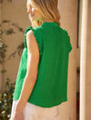 Rib Band Detailed Textured Top in Green