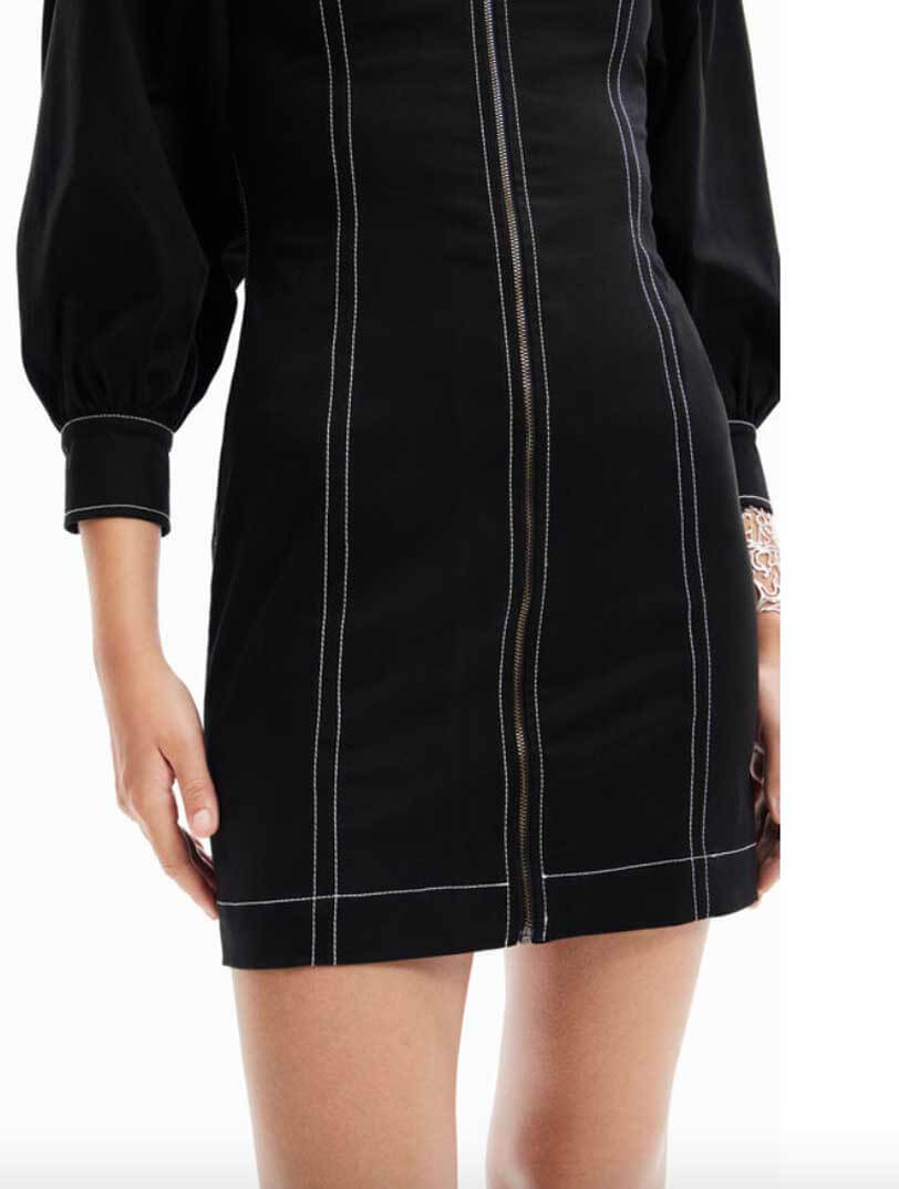 Desigual Short Slim Zip Dress in Black