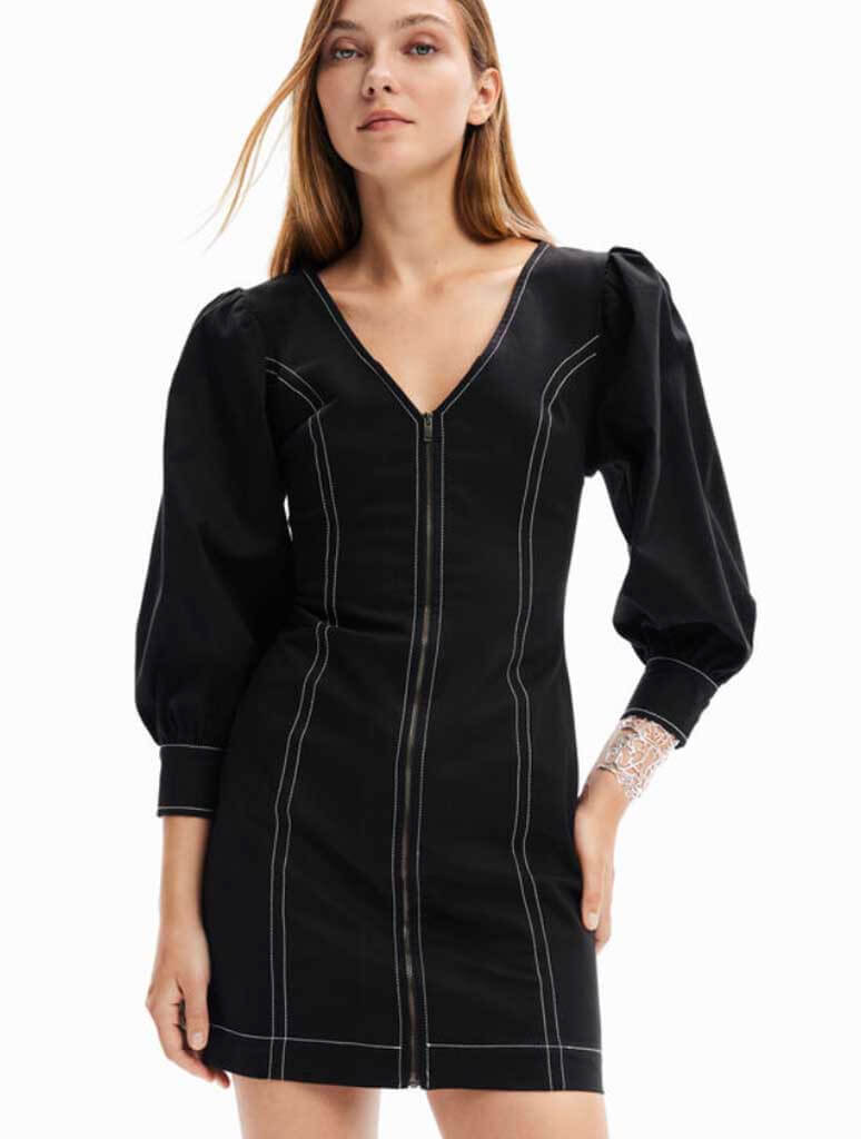 Desigual Short Slim Zip Dress in Black