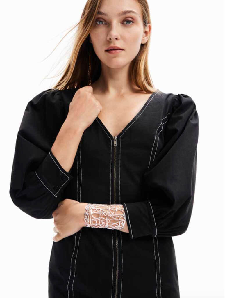 Desigual Short Slim Zip Dress in Black