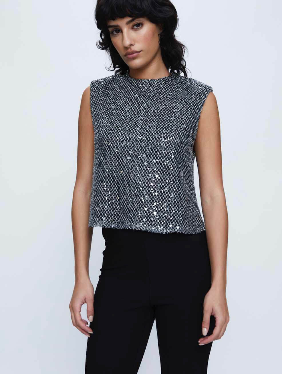 Sequin Tank in Silver