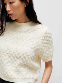 Short Sleeve Sweater in Ecru