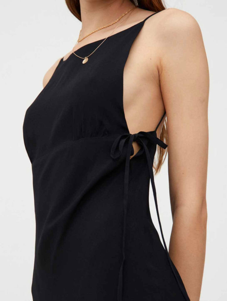 Strappy Mini Dress With Slits in Black