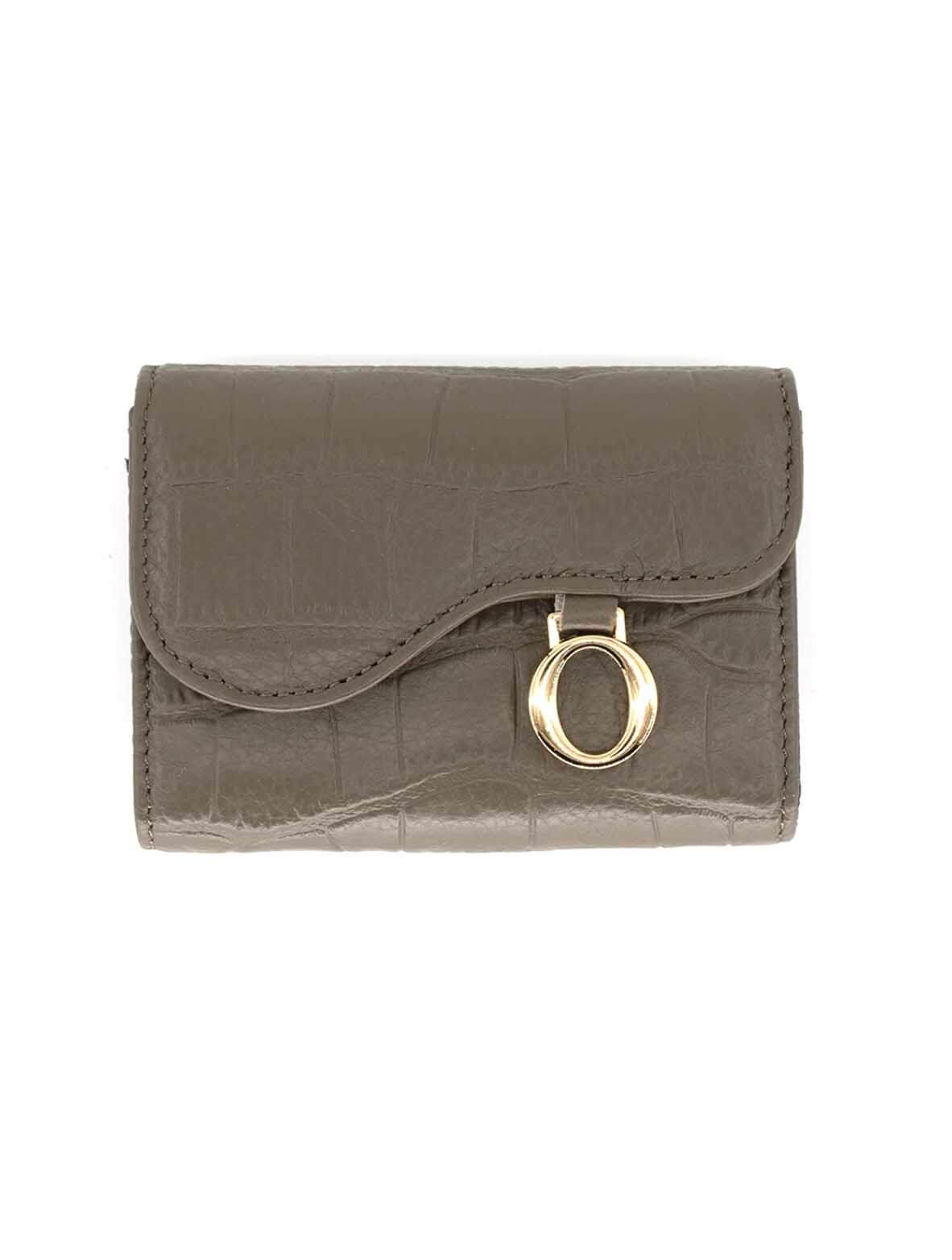 Leather Card Holder in Grey
