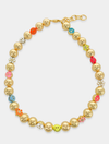 Beaded Chain With Enamel Charms Necklace in Gold
