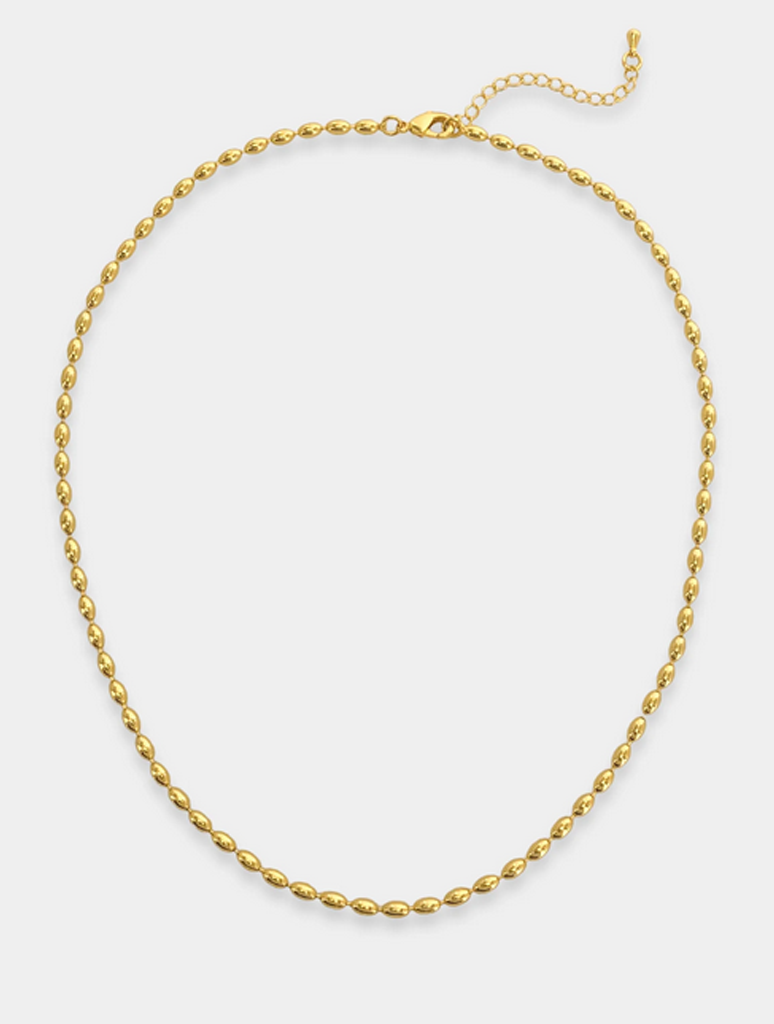 JAYNE Oval Beaded Chain Necklace in Gold