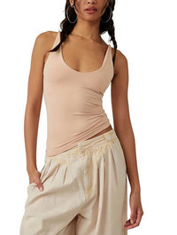Free People Seamless V-Neck Cami in Pink Sand Dune