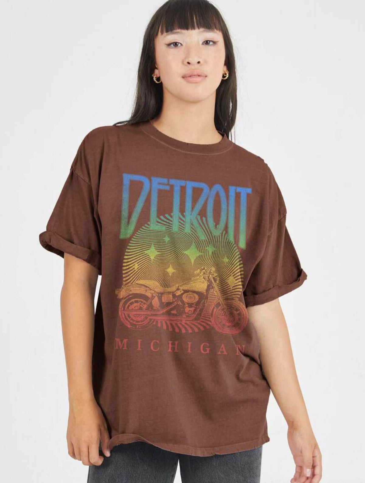 Detroit BF Tee in Chocolate Brown