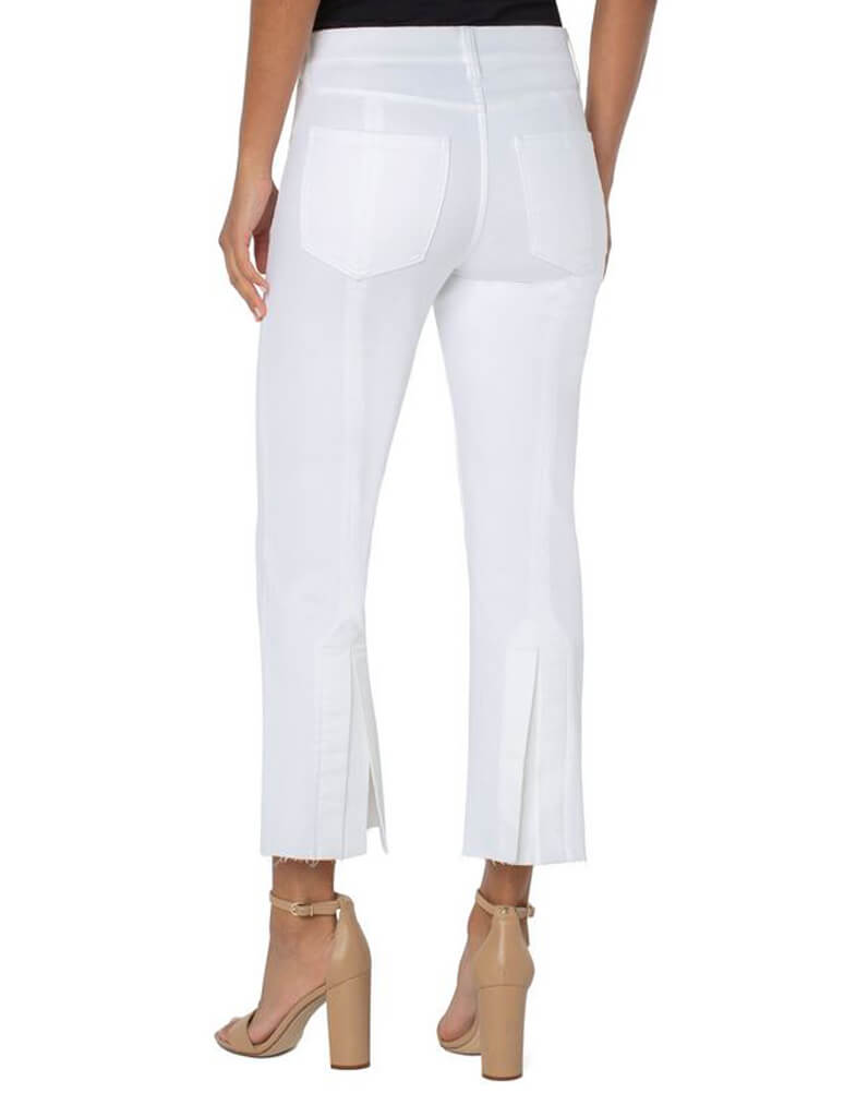 Liverpool Gia Glider Crop Flare with Back Pleat in Bright White