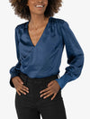 Kut From The Kloth Alessandra Satin Blouse in Navy (Final Sale)
