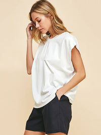 Boxy Cut Off Tee in Off White